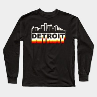 Detroit City Skyline Vintage Retro Long Sleeve T-Shirt